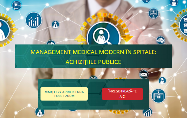 Comunitatea OSC – SpitalePublice: Pe 27 aprilie are loc dezbaterea video Management Medical Modern cu tema „Achiziții Publice”