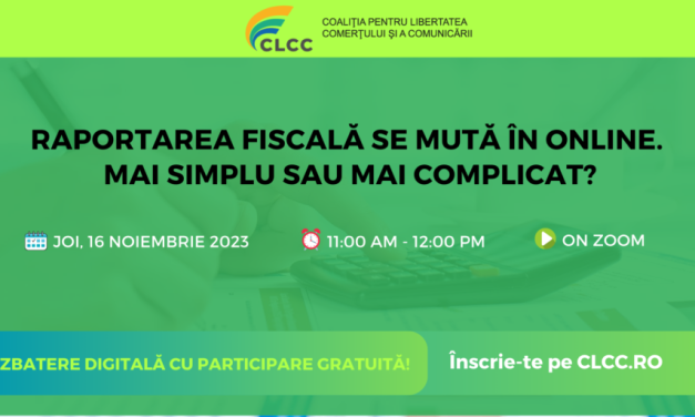 „Raportarea fiscală se mută în online. Mai simplu sau mai complicat?”, tema dezbaterii CLCC din luna noiembrie