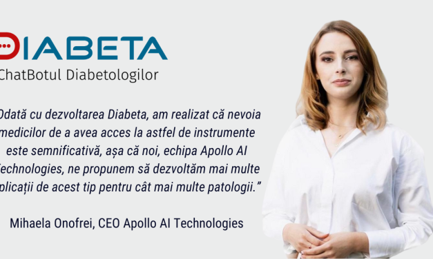 Mihaela Onofrei, Apollo AI Technologies: Ne propunem să dezvoltăm aplicații de tip Diabeta pentru cât mai multe patologii